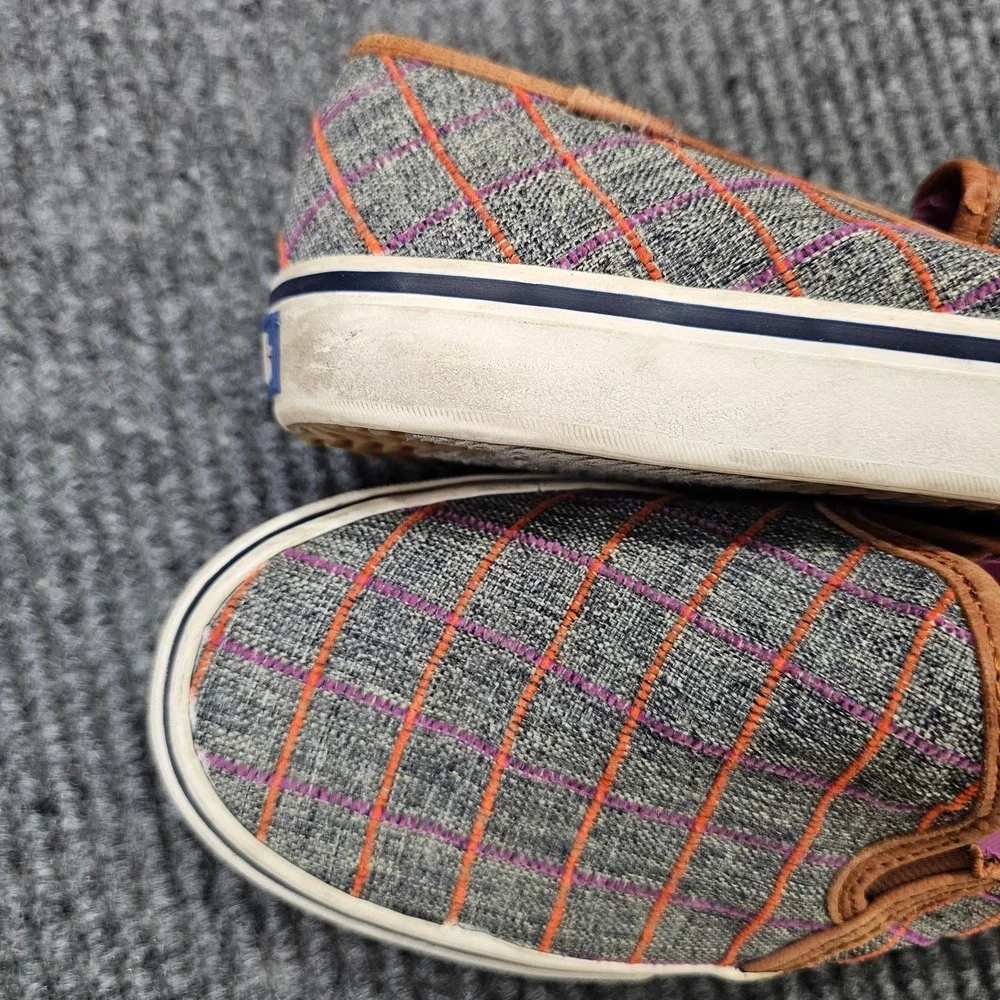 Keds Slip On Women 7.5 Gray Plaid Champion WF55720 Canvas Casual Loafers